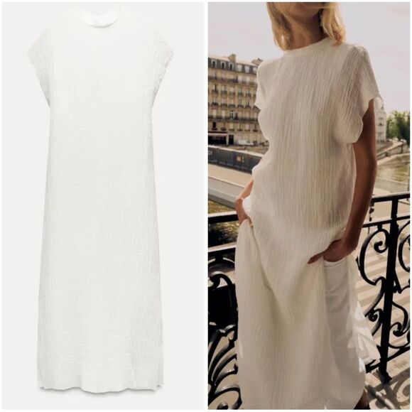 ZARA 100% LINEN TUNIC DRESS ZW COLLECTION - Picture 2 of 9